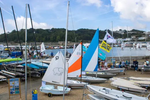 Rigged up boats in the dinghy park.