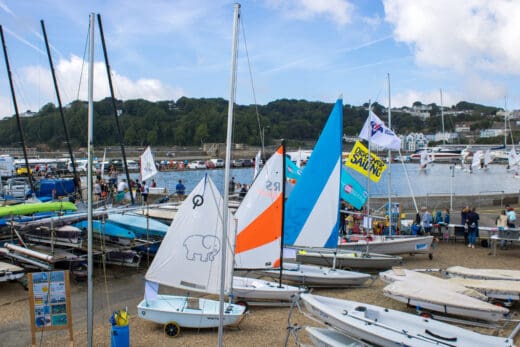 Rigged up boats in the dinghy park.